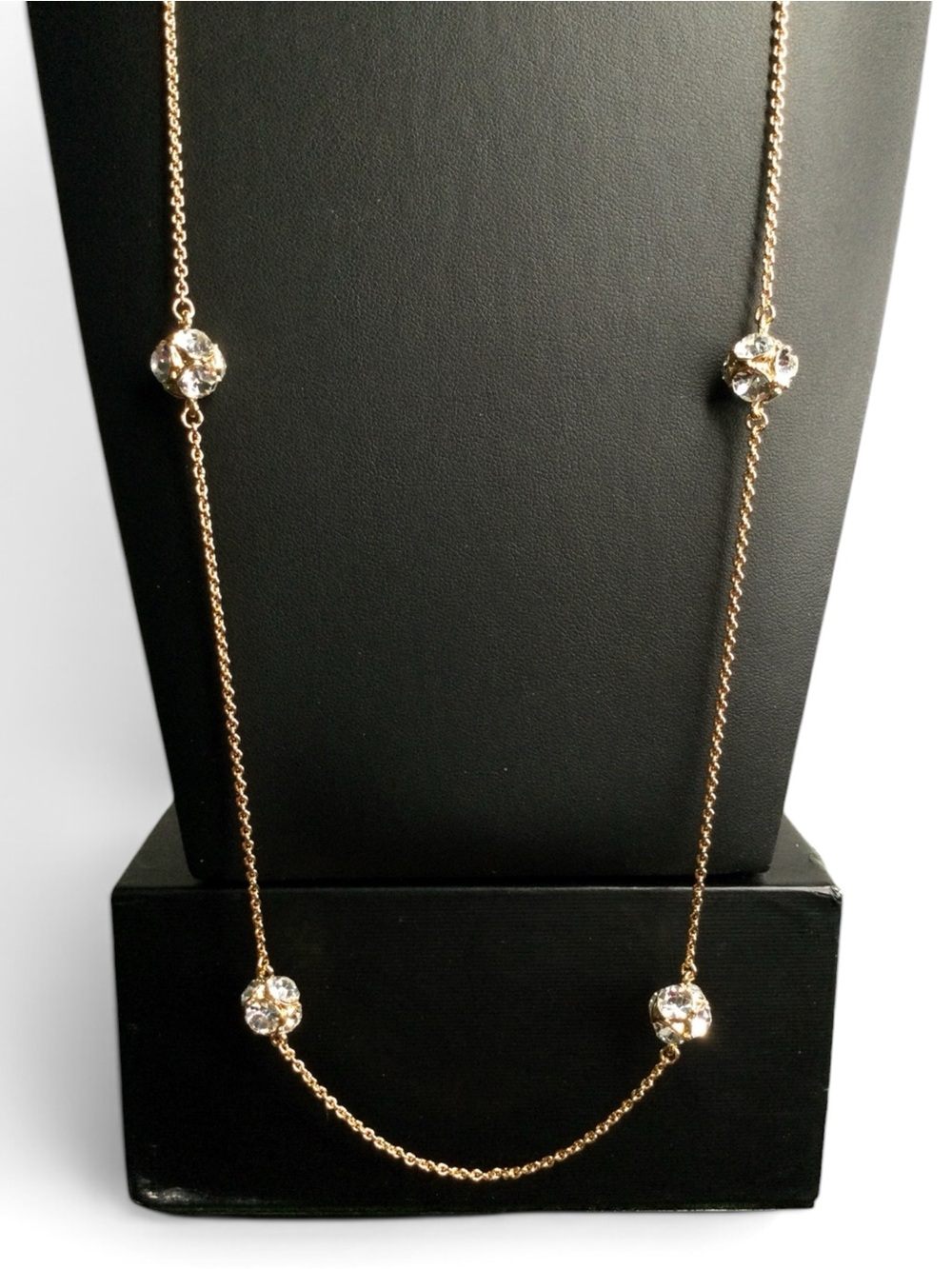 Kate Spade Gold Crystal Station Necklace AB Sparkle Adjustable - Picture 8 of 15